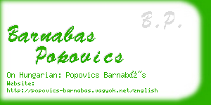 barnabas popovics business card